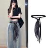 Fashion PU Leather Women's Silk Ribbon Belt Hip Hop Punk Waist Belt Vintage Retro Waistband