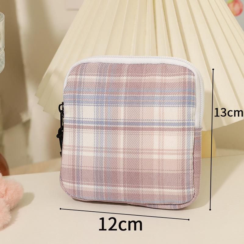 Women Portable Sanitary Napkin Tampon Storage Bag Cotton Travel Makeup Storage Bag Literary Zipper Coin Purse Sundries Storage