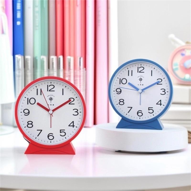 Quiet Movement Kids Alarm Clock with Arabic Numerals Modern Minimalists Battery Operated Table Clock for Student Gift