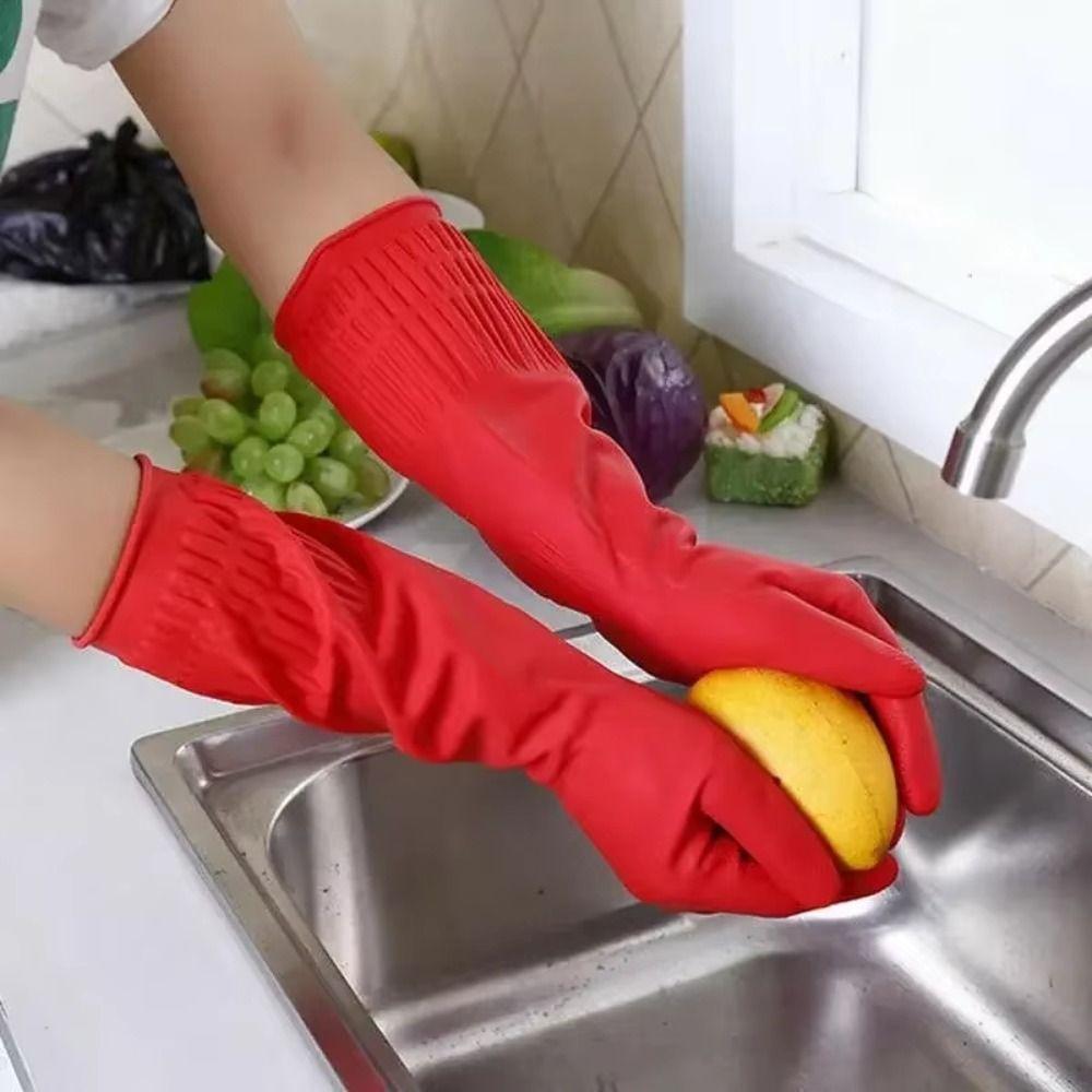 Extra Long Cuffs Rubber Cleaning Gloves 30/38/45cm Oil Resistant Mitts  Car Washing