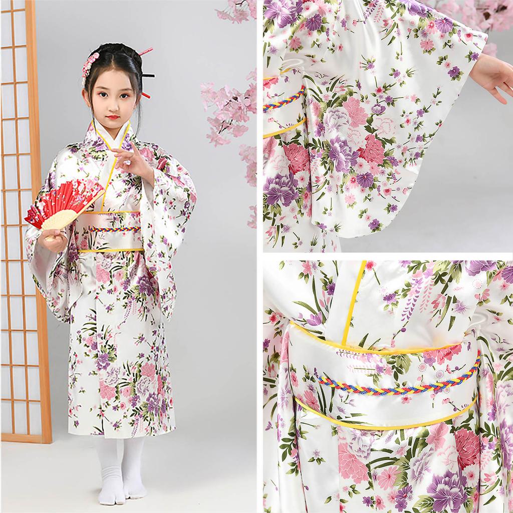 Japanese Traditional Dress Kimono Robe for Kids Girls Costume