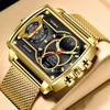 Men Watch Gold Quartz Led Clock Men Watch Sport Waterproof Wrist Watch Male Military Digital Watches Man Relogio Masculino
