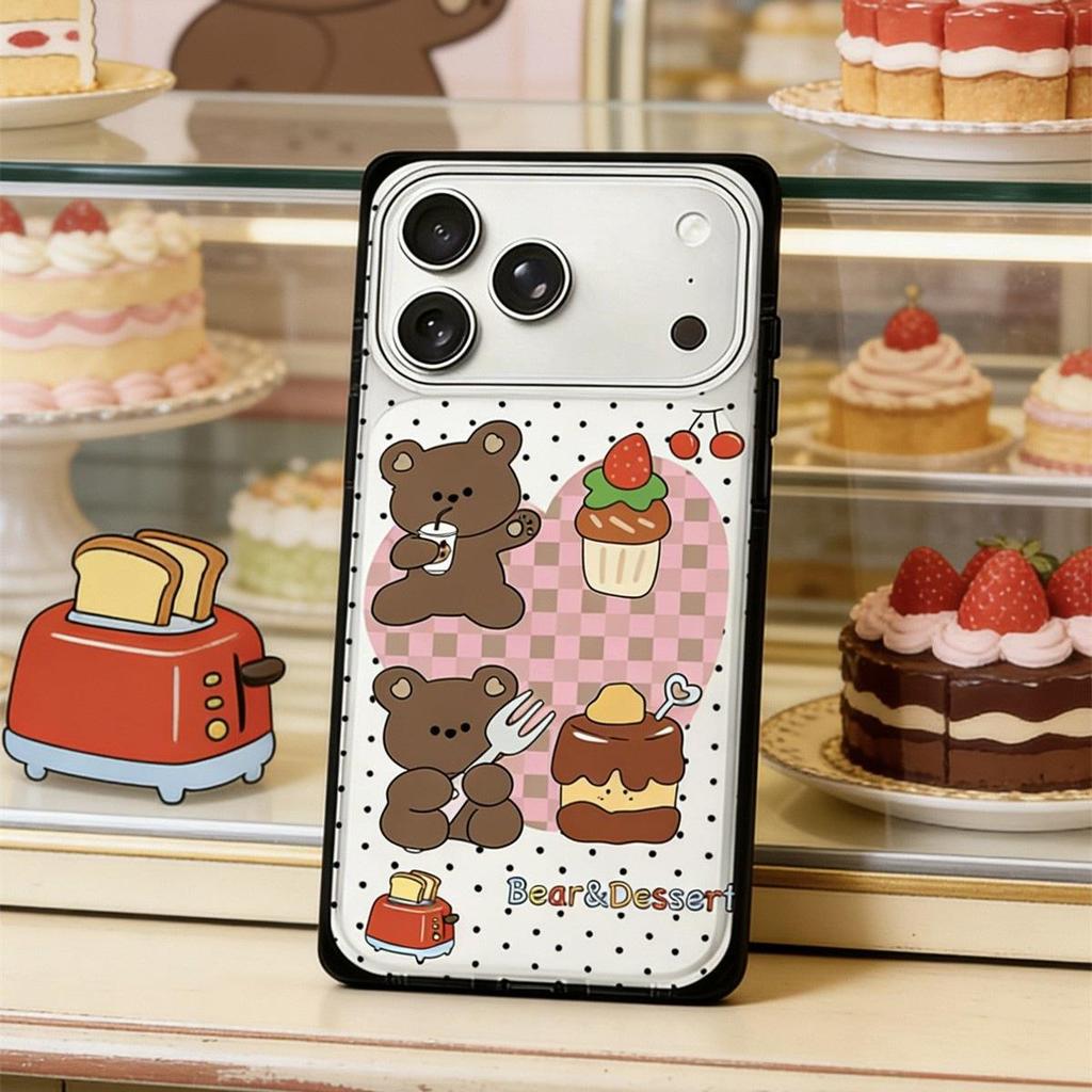 Crystal Square Cartoon Puppy iPhone 15 Pro Max Case - Anti-Drop Cover