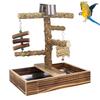Parrot Stand Rack Solid Wood Swing Prickly Ash Feeder Water Game Platform