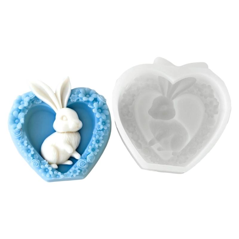 Heart Rabbit Silicone Candle Molds Multipurpose Silicones Mould for Epoxy Resin Making Candle Soap Chocolate Baking Tool