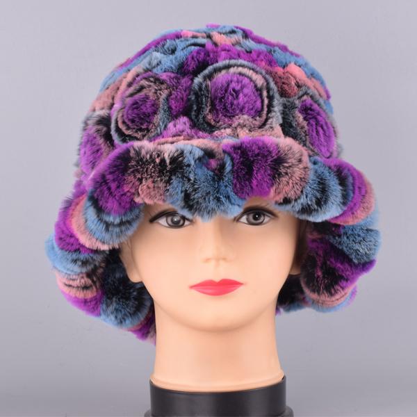 

Bucket Hats for Women Winter Rabbit Fur Hat Causal Warm Knitted Caps for Girls Female Fashion Outdoor Large Ladies Volume Hats