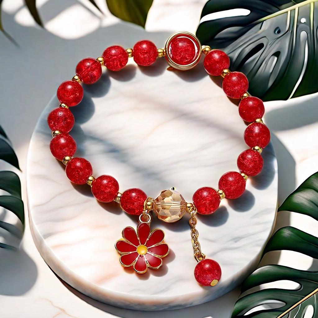 Daisy Popcorn Beaded Bracelet: Elegant Women's Hand Jewelry