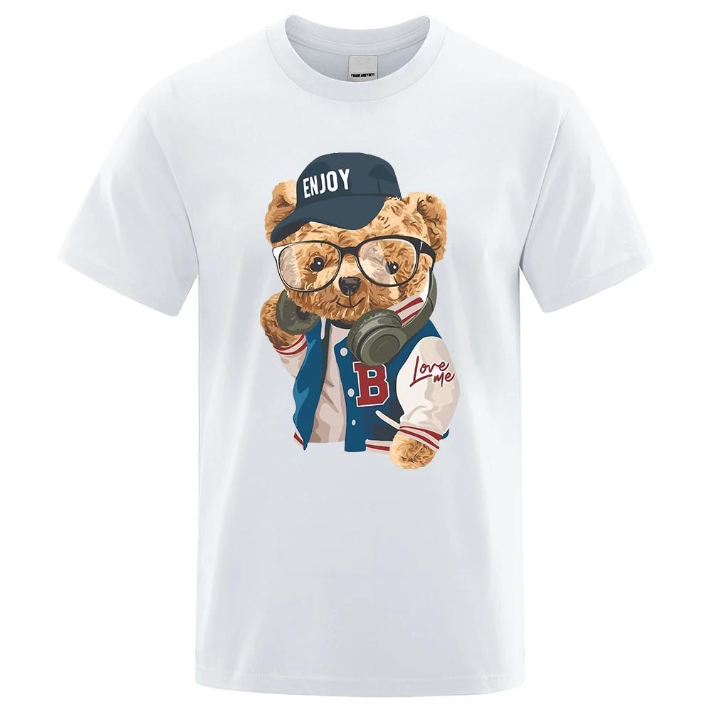 

Мужские футболки Gentleman Tech Control Teddy Bear с короткими рукавами, модные повседневные футболки из дышащего хлопка, уличная футболка для мужчин XXXXXL