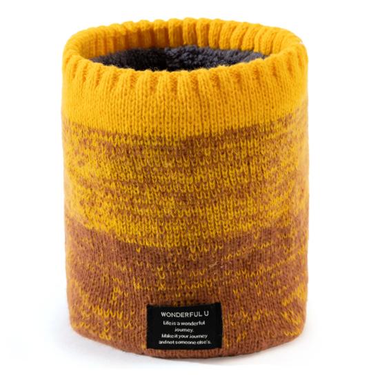 Unisex Winter Scarf Double Layers Thickened Plush Color Matching High Elasticity Windproof Knitted Cold Resistant Lady Cycling Outdoor Neck