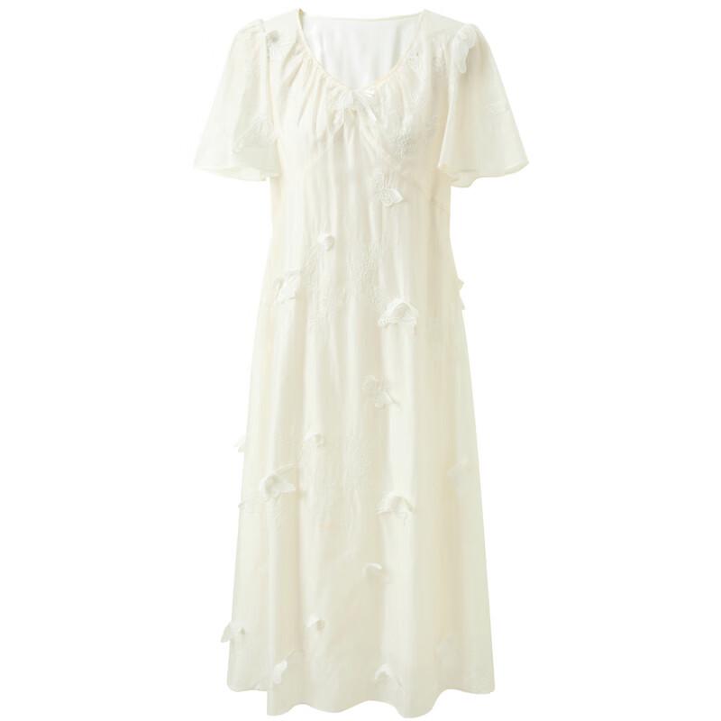 SanCai Plus Size Lyocell Embroidered U-Neck Midi Dress