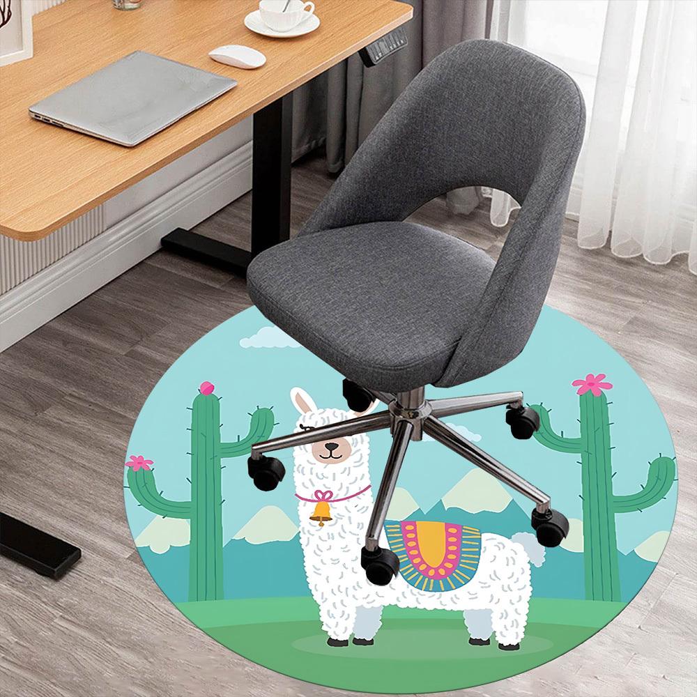 1pc llama cactus Round Chair mat Area Rug - Non-Slip, Floor Mat for Office, Bedroom, and Indoor Decor c1125390