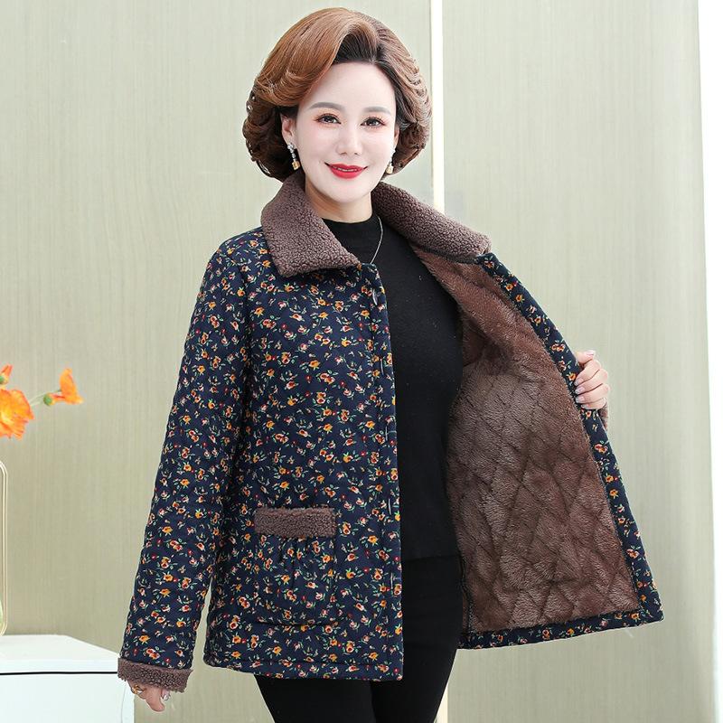 Ropa de invierno de algodón para madres, abrigo acolchado grueso y cálido de felpa, parkas informales para madres de mediana edad, chaqueta para abuelas mayores