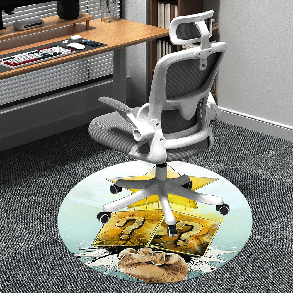 

1PC Mario Star Box Office Round Area Rug, Indoor Mat Suitable For Office, Under Office Chairs Bedroom Living Room Home Decor, Room Deco1101 80cm by 80cm