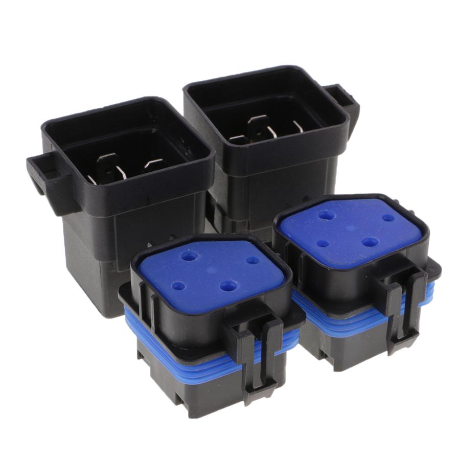 4 Pack Waterproof 40 Amp 12V Car Automotive 5-Pins Relay with Holder Sockets Kit