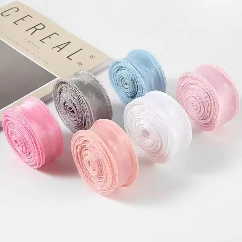 1 Roll Diy Bow Bouquet Voile Ribbons 4X900Cm Fishtail Organza Ribbon Reflective Iridescent Wavy Edge Ribbon For Gift Wrapping
