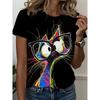 T-shirt da Donna con Stampa a Motivo 3D Casual a Manica Corta Girocollo Top alla Moda Streetwear Abbigliamento da Donna