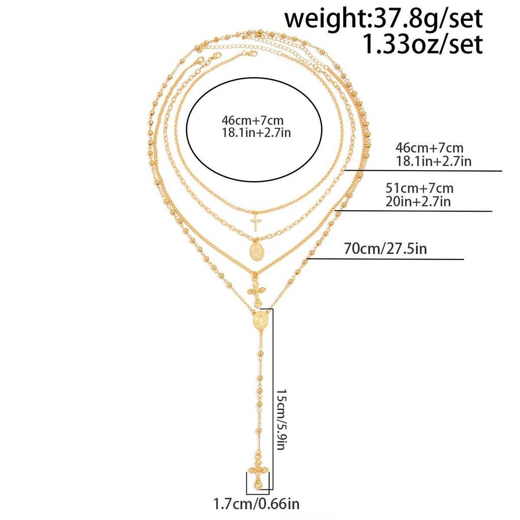 Ingemark 4Pcs/Set Goth Cross Jesus Pendant Choker Necklace for Women Vintage Gold Color Long Chain Christian Jewelry Men Gift