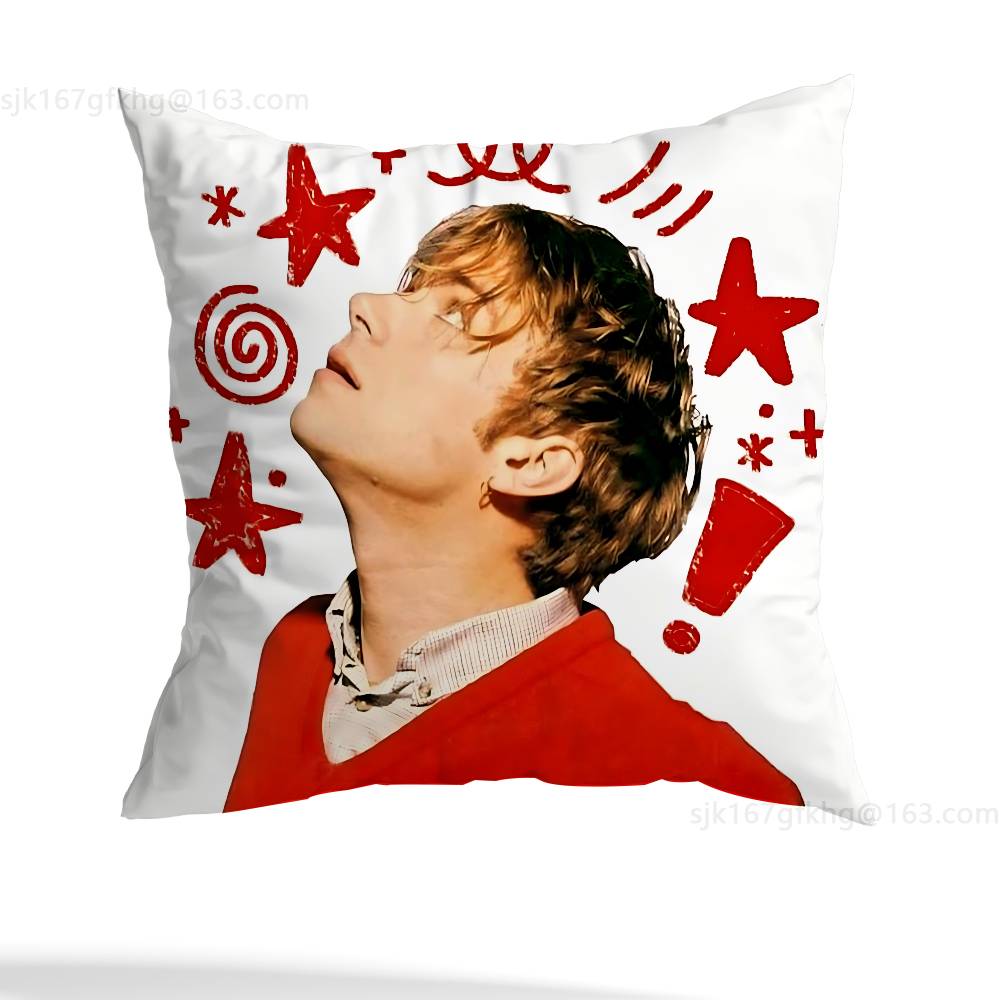 I Love D-Damon Albarn Pillow Case Square Double-Sided Printing Short Plush Sofa Cushion Cover Bedroom Bedside Pillow