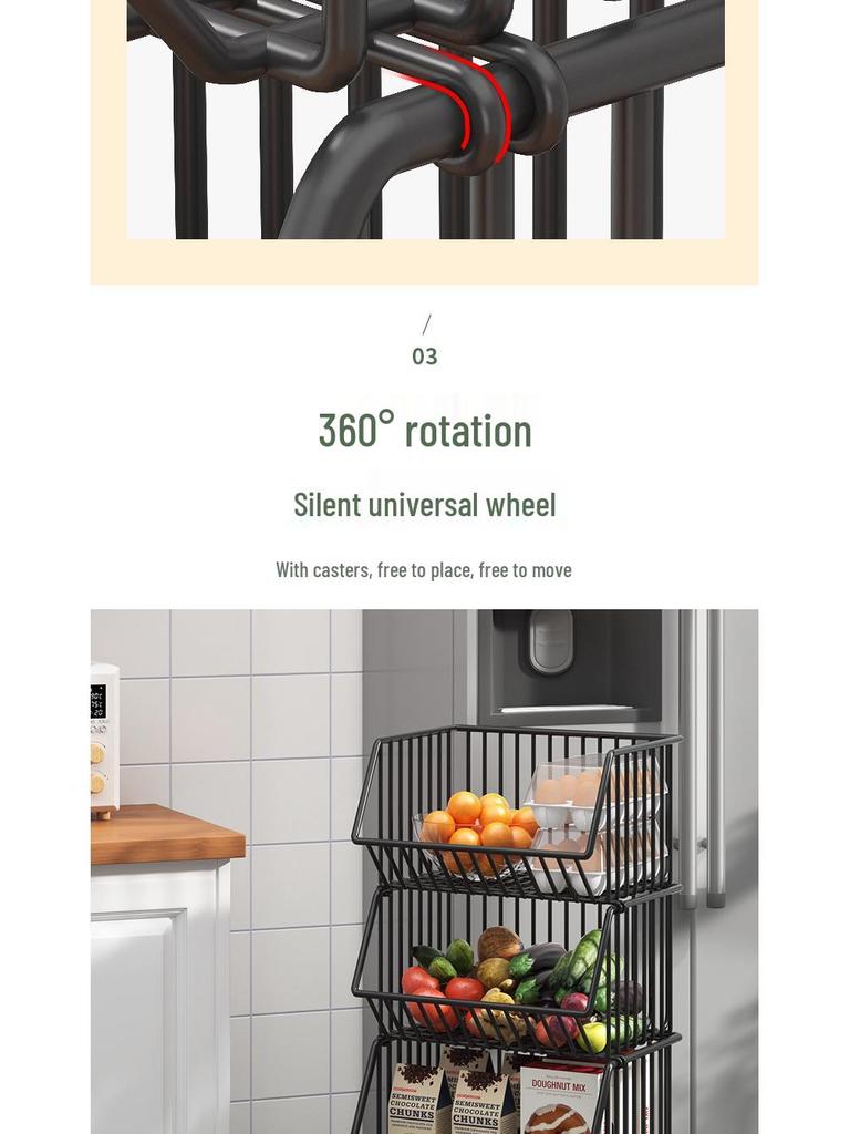 Multi-Layer Floor-Standing Kitchen Rack for Vegetables & Fruits