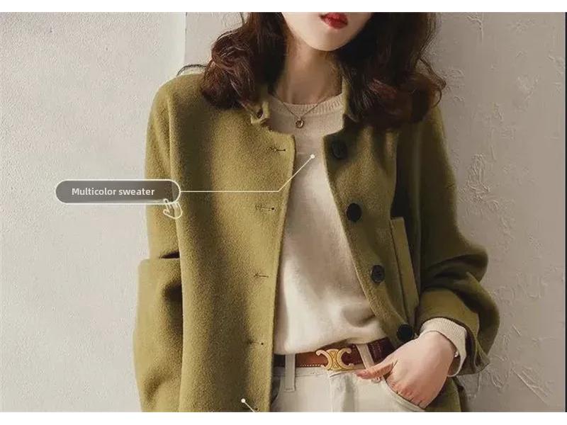 2023 Autumn/Winter Women's Wool Coat: Slim, Medium-Long, Simple Shirt Style