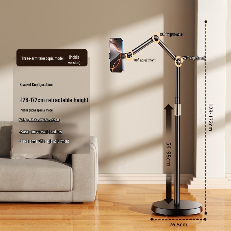 Universal Telescopic Rotating Floor Stand for Phones and Tablets