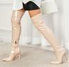 Cross2023 Women's Soft Patent Leather Stiletto Over-the-Knee Boots with Pointed Toe & Side Zipper