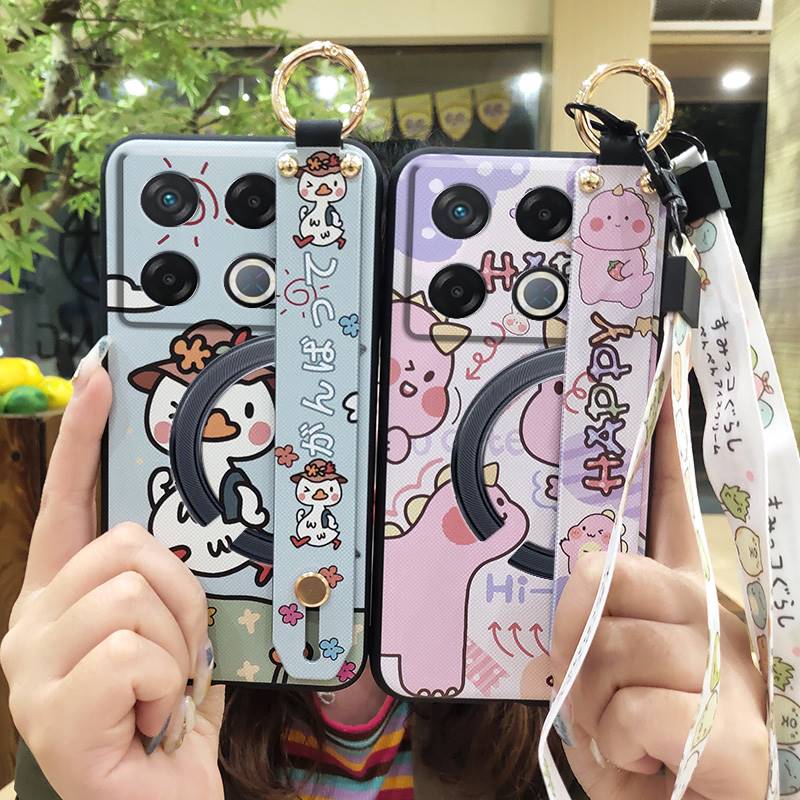 Cute Silicone Phone Case For infinix GT 20 Pro/X6871 Phone Holder Lanyard Durable Ring Back Cover Fashion Design Cartoon