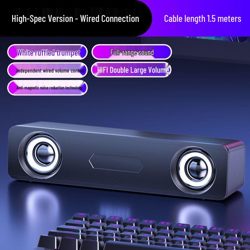 Bluetooth Desktop Speakers with Wired Subwoofer Soundbar for Home and Gaming Use