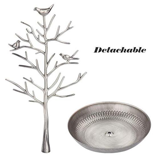 Vintage Bird Tree Jewelry Holder Trinkets Keys Earring Necklace Ring Bracelet Jewelry Accessories Display Organizer Stand Metal Storage Rack
