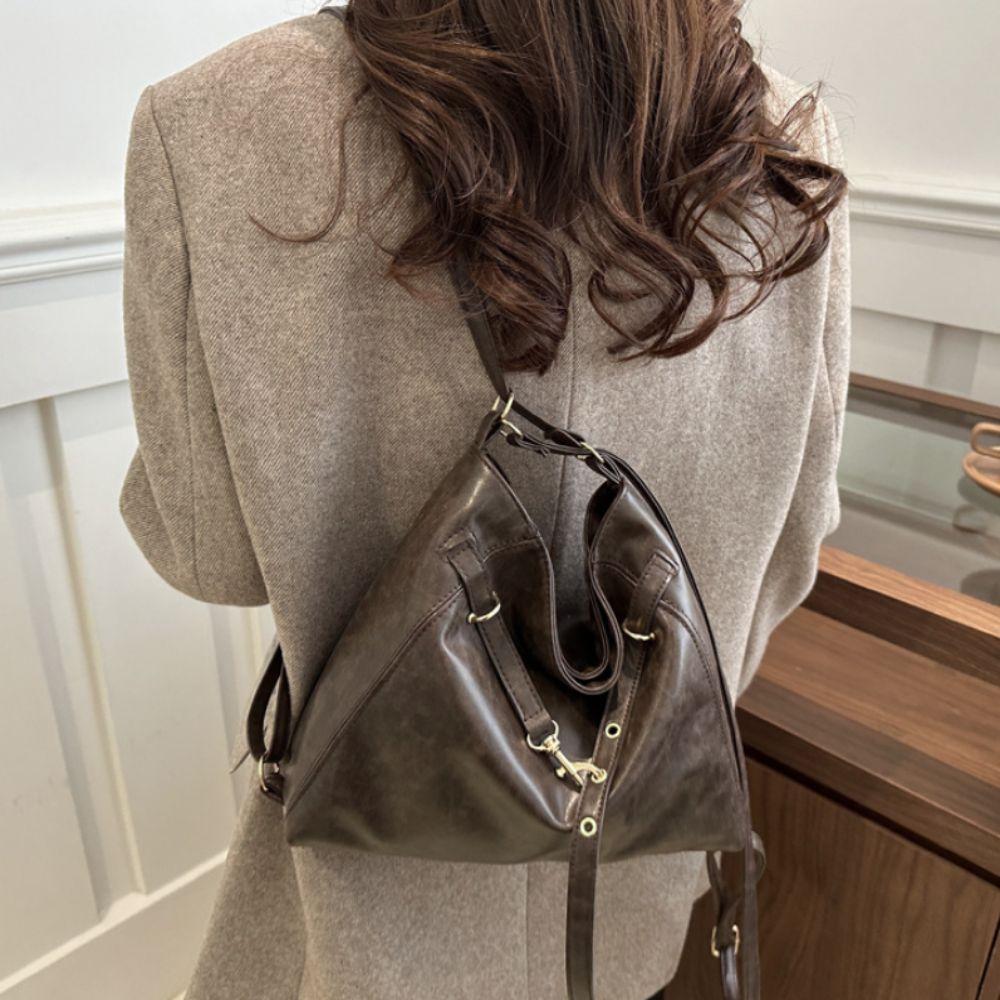Leather Buckle Shoulder Bag New Design Women Backapck Casual Vintage Tote Bag Lady