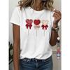 European Size Women'S Casual Sports T-Shirt, Round Neck T-Shirt, LOVE Lollipop Hearts, Trendy Fashion, Valentine'S Day Theme, Sweet Clothing