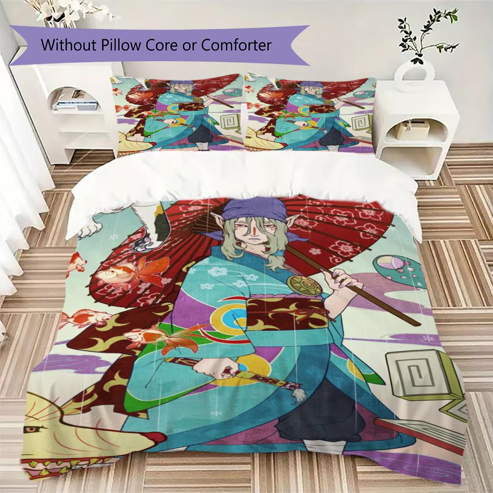 Mononoke Pattern Bedding,Quilt Set Quilt Cover Pillowcase Home Birthday Gift (1*duvet cover+2*pillowcase,without core)FSJT261012391