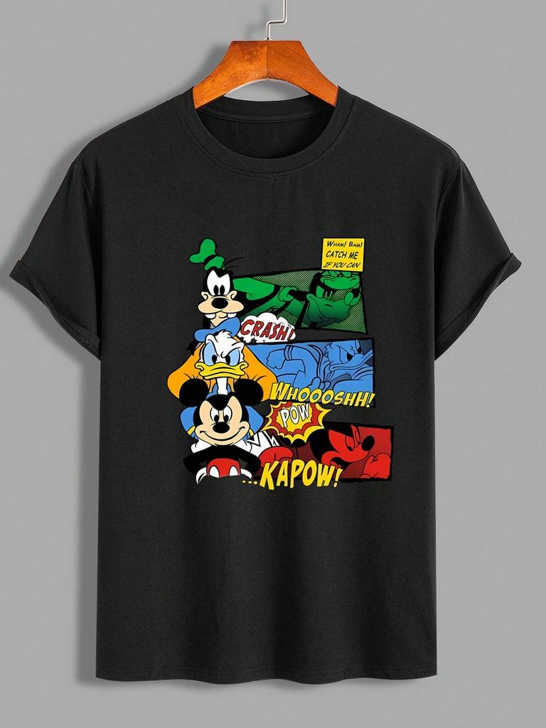 Disney Printed Women's Men's T-shirts A Regular Pure Cotton T-Shirt In A Summer Casual Style Tee Unisex Men Clothing Y2k Clothes