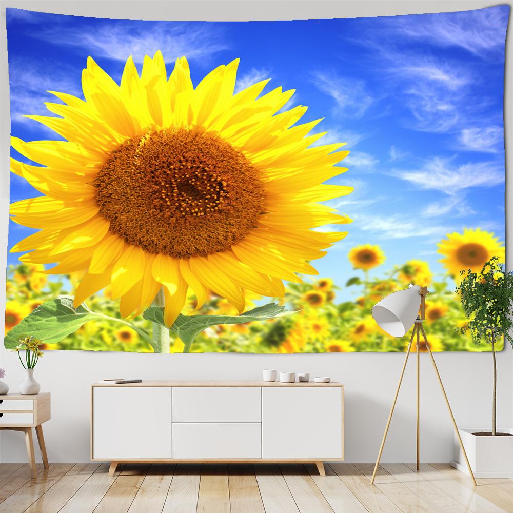 Sunflower Flower Tapestry Wall Hanging Cloth 3D Printed Beach Towel Floral Landscape Wall Carpet Yoga Mat Home Decor Tapestries