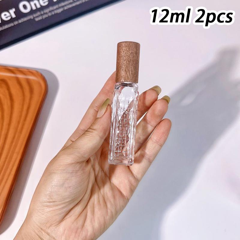 10Ml Wooden Cap Spray Bottle Clear Glass Spray Bottle Perfume Sample Vials Portable Refillable Cosmetic Empty Atomizer Gold Cap
