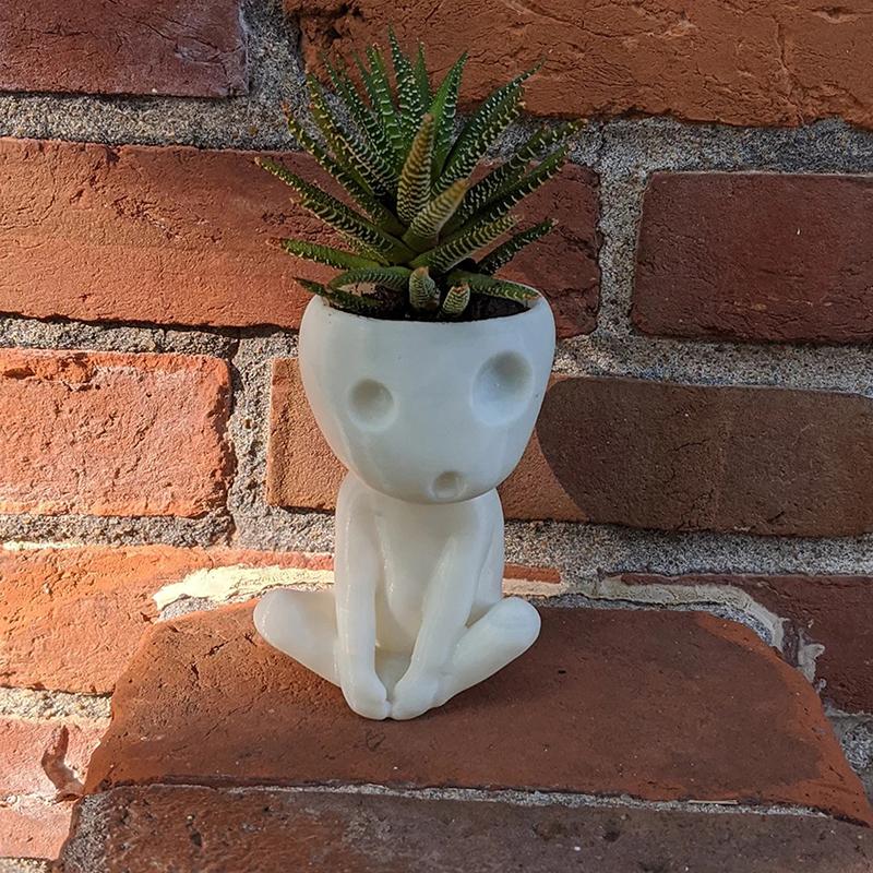 Luminous Face Planter Pot Head Flower Pot Cute Resin Succulent Planter Flowerpot With Drain Hole For House Office Decor