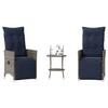 VidaXL 3-piece Bistro Set with Cushions In Grey Polyrattan 365677