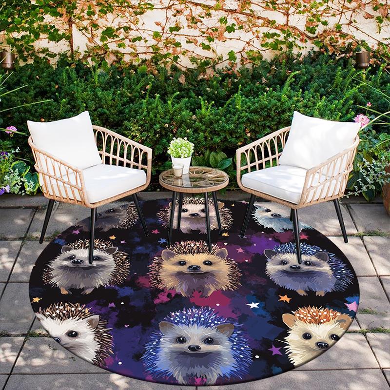 Hedgehog pattern round rug,Carpet Rug for Living Room Bedroom Playroom ,Non-slip Floor Mat,Holiday Gifts and Birthday Gifts.