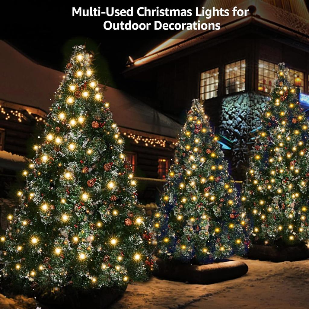 Christmas Tree Lights Christmas Lights Outdoor Indoor 400Led 9.84Ft 10 Lines Christmas Lights with 8 Modes and Timer, Fairy Tree Lights for Wedding