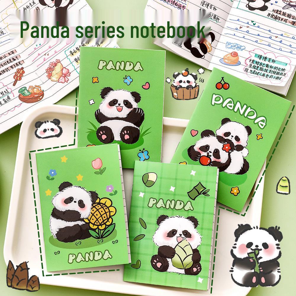 Niedliches Panda Mini Taschennotizbuch – Softcover, liniert, Studenten-Cartoon-Design