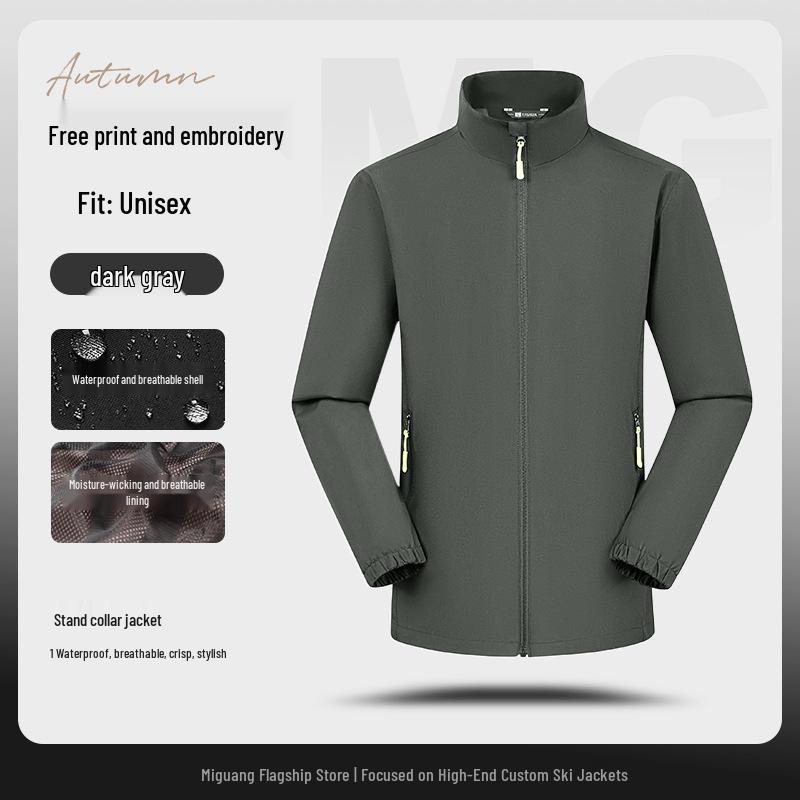 Men's Waterproof Windproof Mountaineering Jacket with Custom Logo Print - Durable Workwear for Companies and Groups