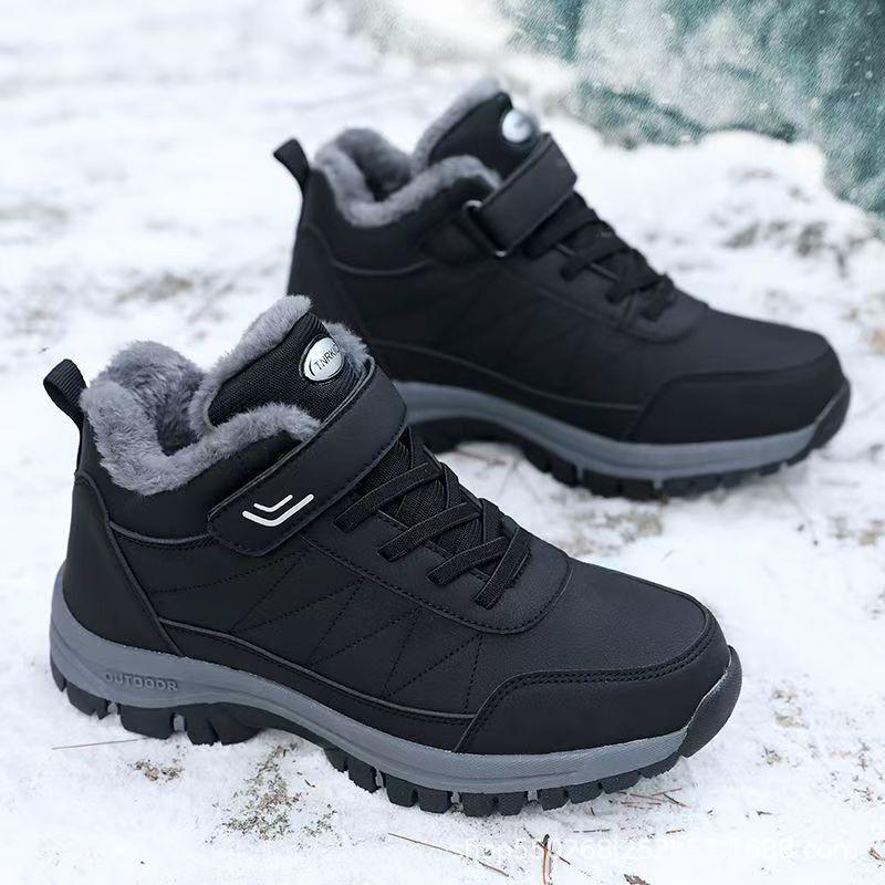 

Bu Fuyuan Men s Winter Walking Shoes: Velvet-Lined, Thick Snow Boots, Non-Slip, Soft Sole, Dad-Style Hiking Shoes 44
