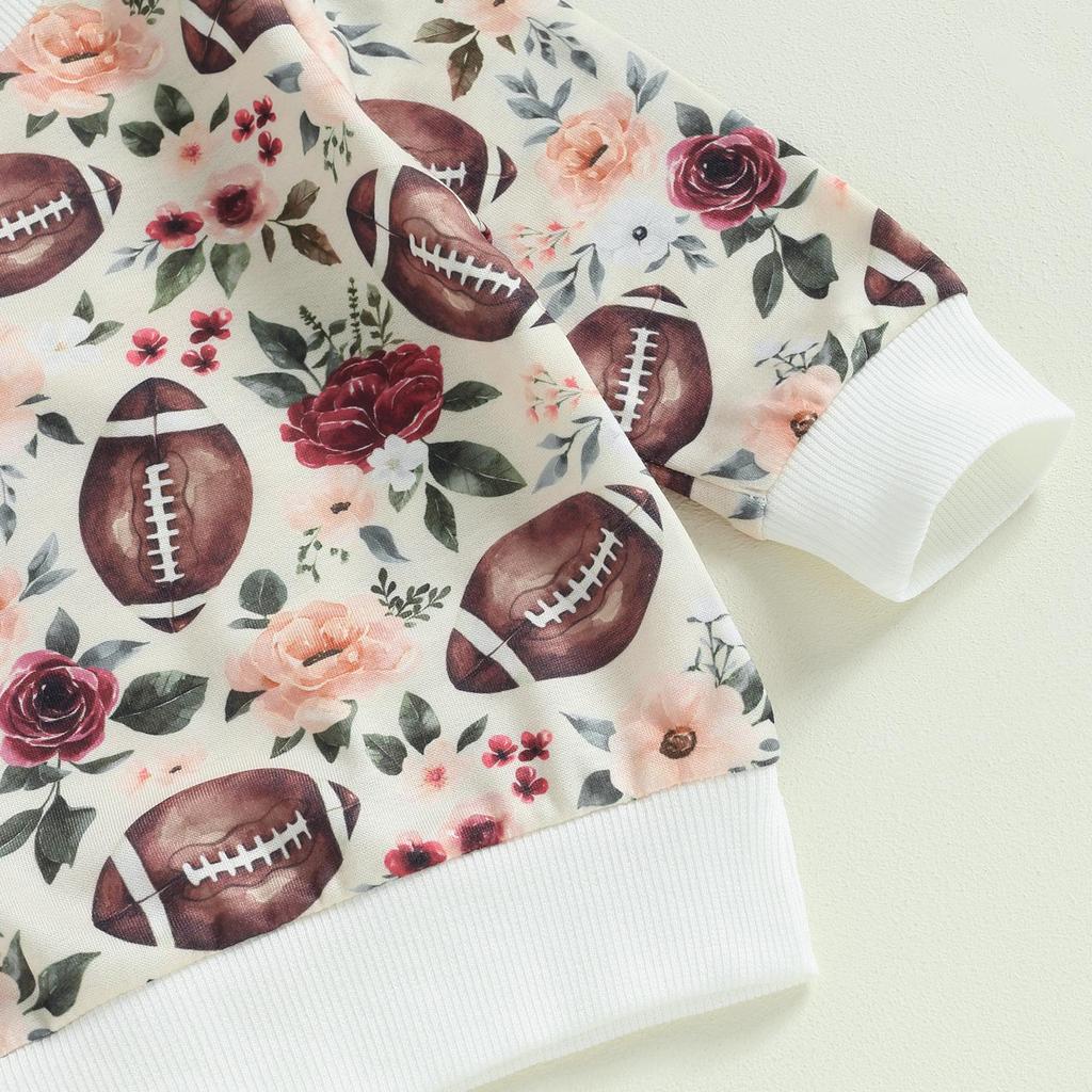 Kleinkind-Baby-Zweiteiler-Outfit, Fußball-Aufdruck, Langarm-Tops und elastische Hosen, Set für Kleinkinder, Mädchen, Jungen, Herbstkleidung