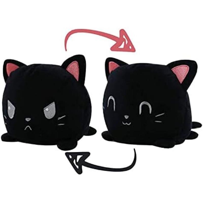 

Плюшевая игрушка-перевертыш Cat, двусторонняя приятная игрушка для настроения, плюшевая игрушка Moody, милая двусторонняя плюшевая игрушка, подарки для младенцев, детей, девочек, мальчиков 20*15*15cm,1Pcs