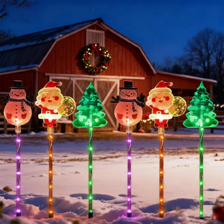 Pack of 6 Solar Christmas Stake Lights Offering Energy Saving Brightness Throughout the Night for Sustainable Decoration