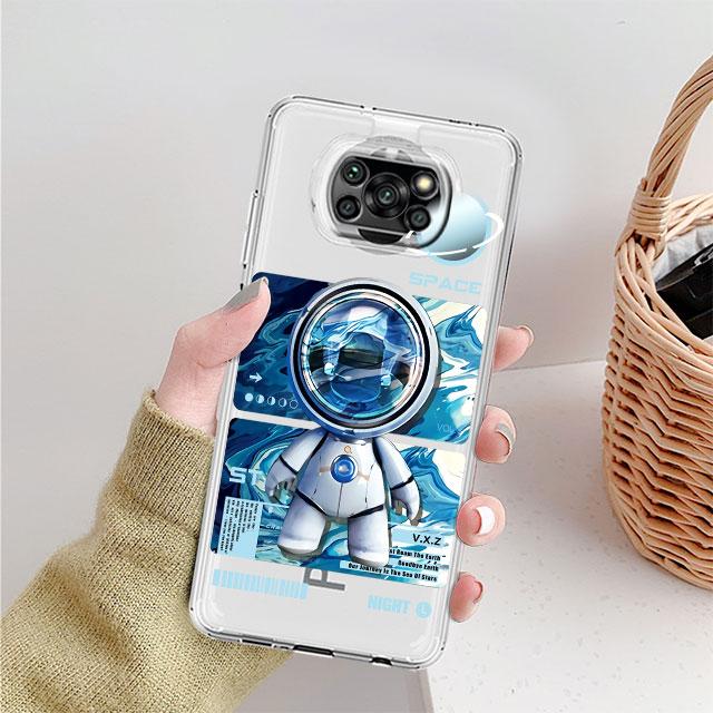 Clear Case For Xiaomi Mi Poco X3 NFC M3 Pro F3 F1 11 Lite 12 Redmi Note 10 9S 8 7 9 Soft Phone Cover Mechanical Astronaut Space