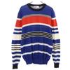 Salvatore Ferragamo made in Italy Border Pattern Long sleeve knit L blue Men's Used