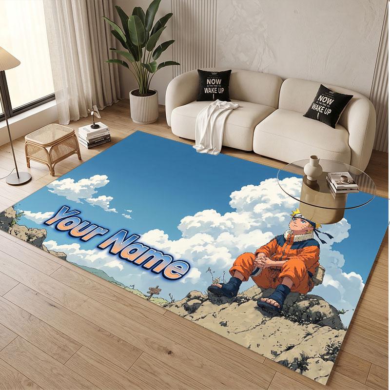 Custom Name Crystal Velvet Rug,Naruto Comfortable Anti Slip Floor Mat For Room Decoration