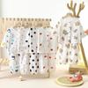 Lightweight Double Layer Cotton Muslin Sleepwear Long Sleeve Clothes Sets For Girls and Boys Summer Home Clothes