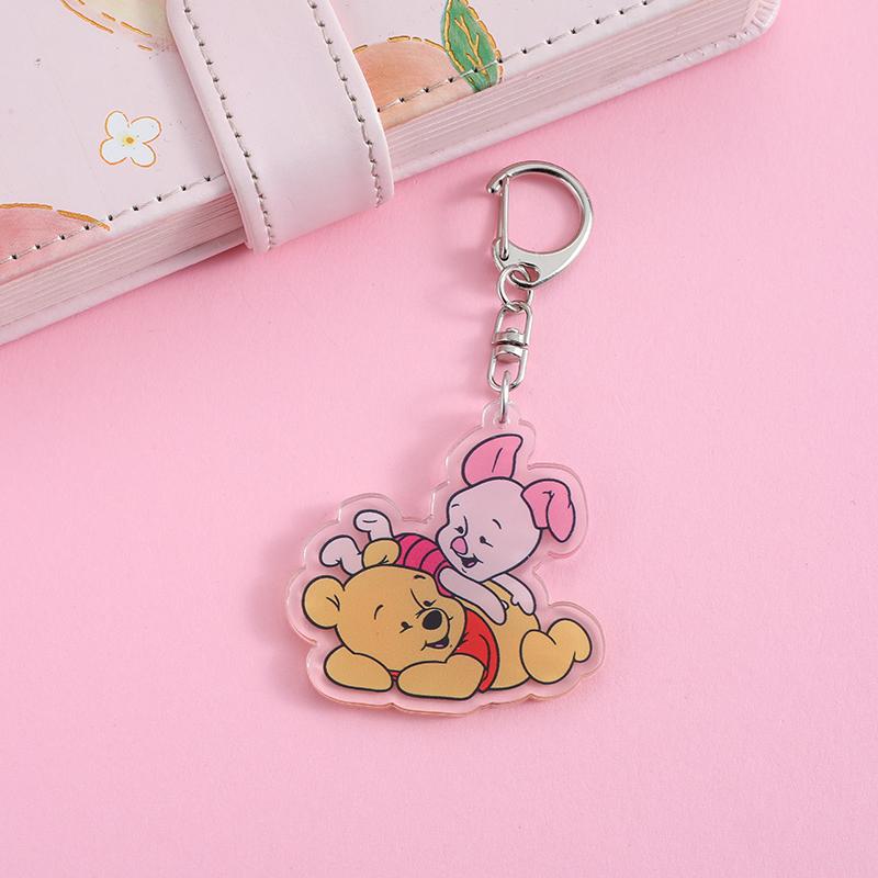 1/12Pcs Disney Winnie the Pooh Acrylic Car Keychain Cute Backpack Pendant Funny Bag Charms Accessories Decoration Holiday Gifts